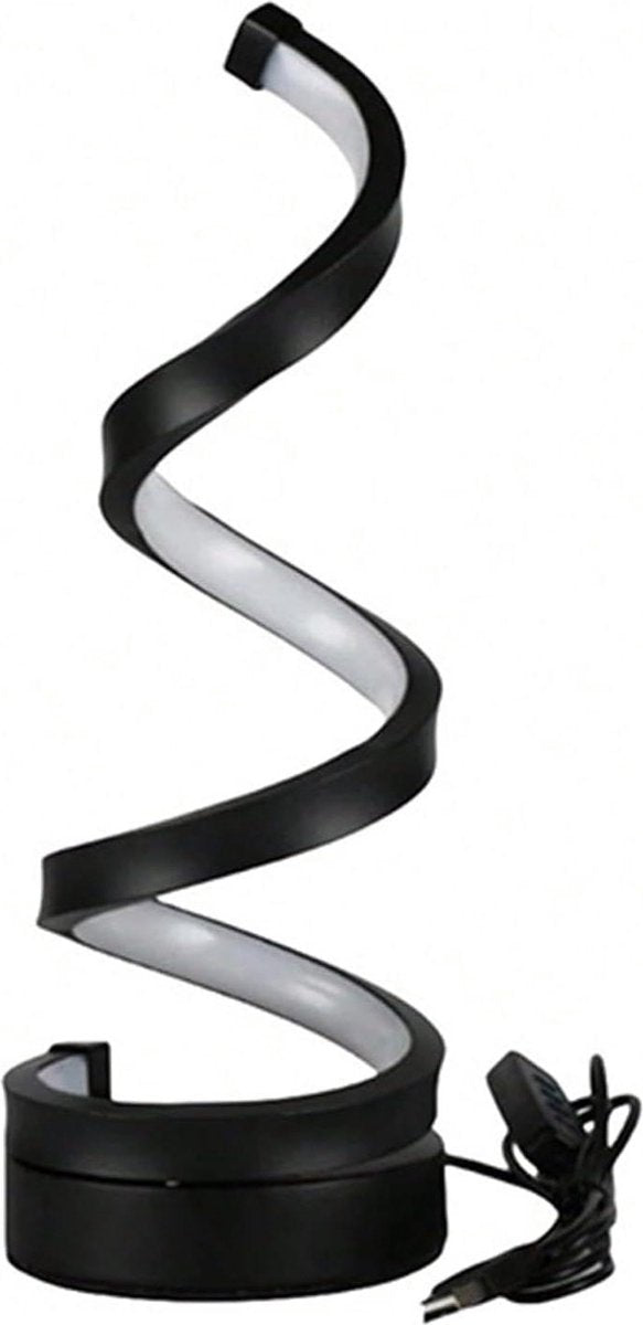 NEXXT - Lampe de table LED Spiral - Alimentation USB - Dimmable - 3 couleurs de lumière - Design minimaliste - Table de chevet / Bureau - Noir