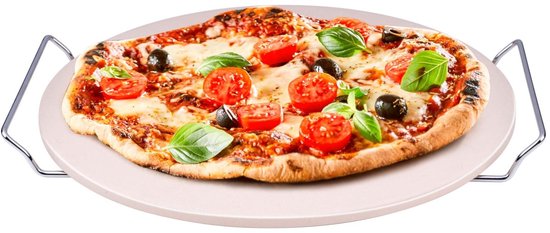 Pierre à pizza Alpina - Pierre à pizza pour barbecue et four - Ø 33 cm - Pierre à cuisson pour une croûte croustillante - Pierre de four résistante à la chaleur