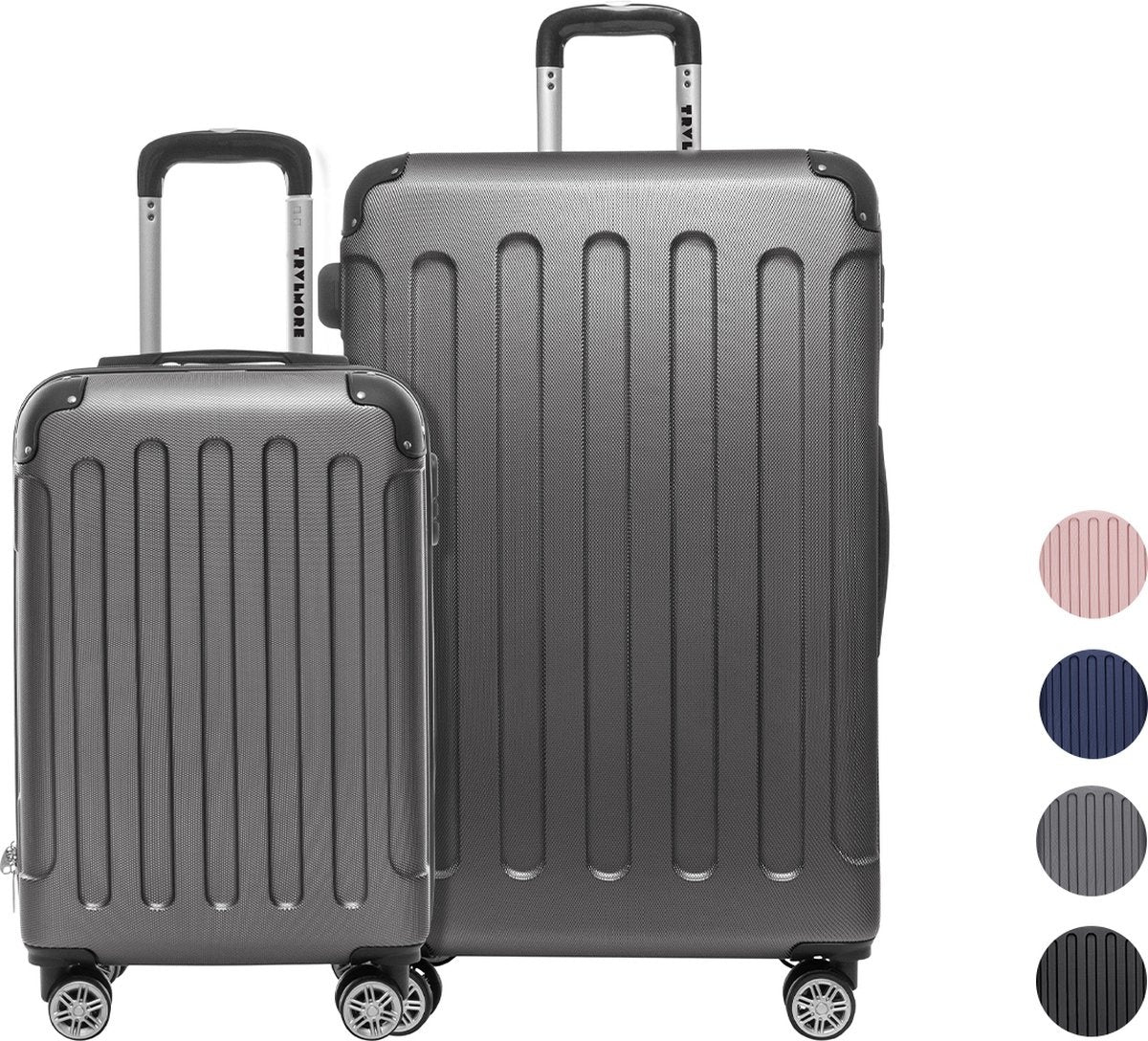 TRVLMORE Set de valises - 2 pièces - 38L (bagage à main) + 110L - Gris foncé