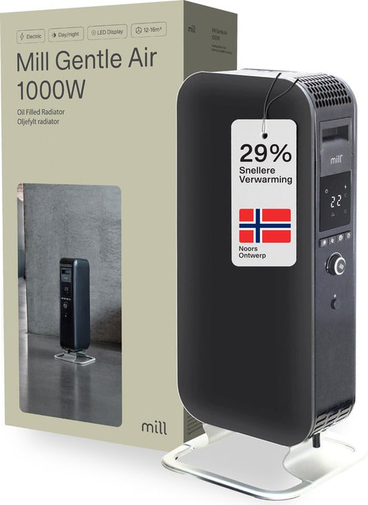 Mill AB-H1000DN BLACK - radiateur à huile design - 1 000 watts - n'assèche pas l'air - silencieux - noir - garantie de 5 ans