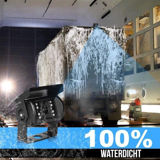 Strex Set de caméras de recul filaire avec 4 caméras (vue simultanée) - écran 9" - vision nocturne 18LED 15m - IP67 Waterproof - Caméra de recul
