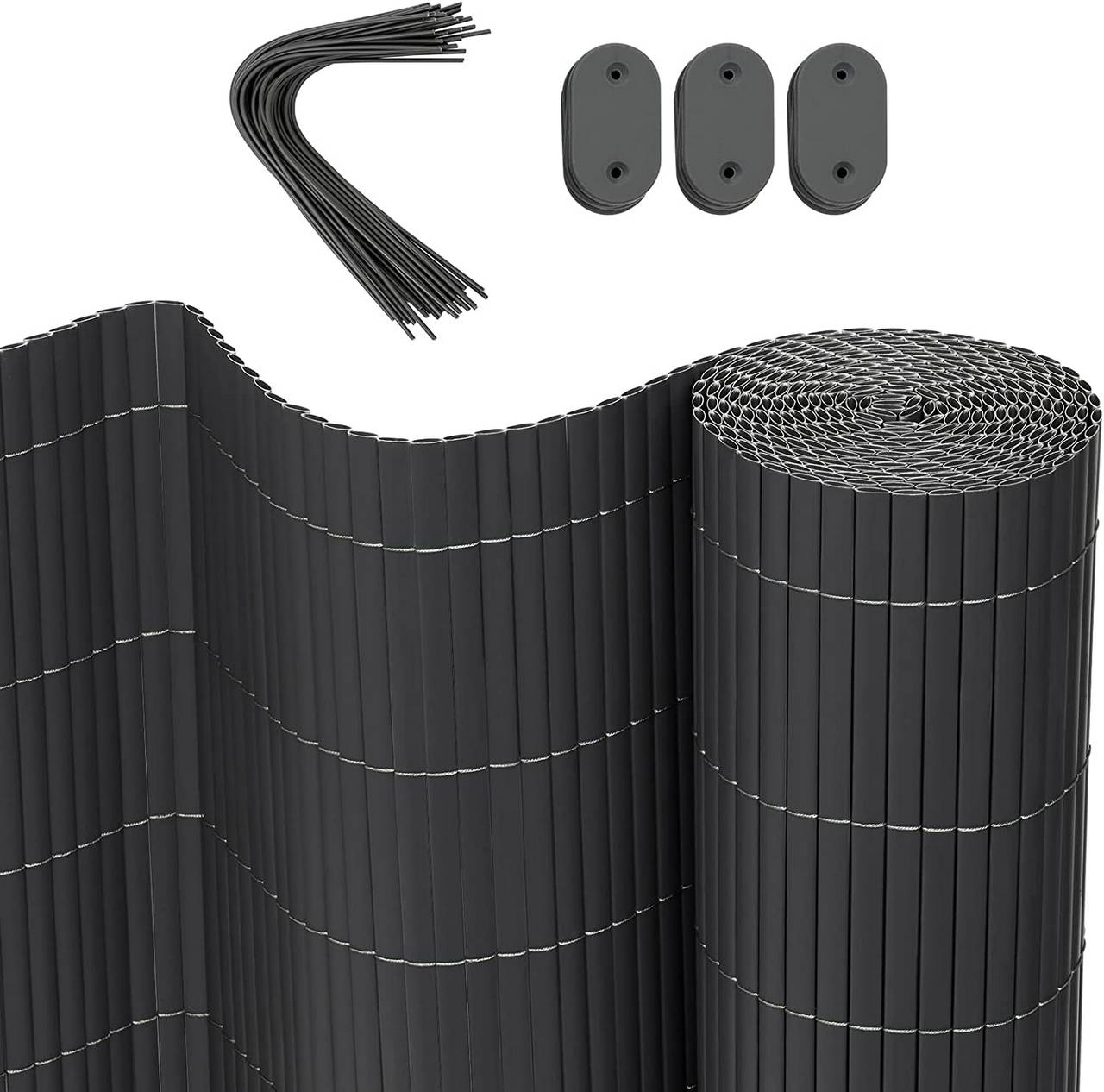 WOLTU PVC Privacymat - Brise-vent - Gris - 400 x 100 cm