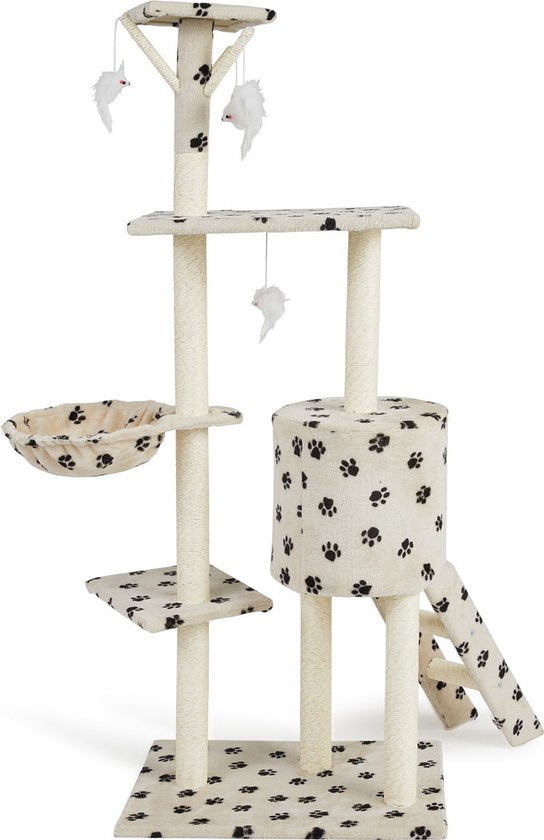 Lifa Living griffoir - Arbre à chat - Griffoir pour chat - 42x60x138.5 cm - crème/noir