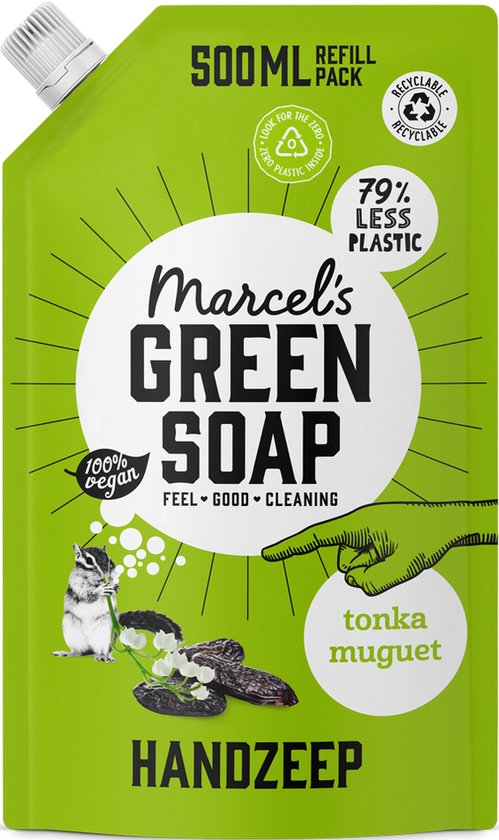 Savon vert de Marcel Recharge de savon à main Tonka & Muguet 6 x 500ml