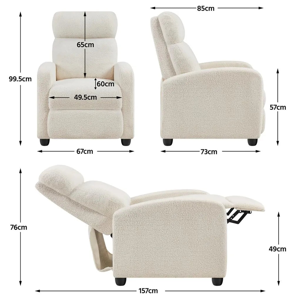 Yaheetech : fauteuil de détente et de télévision avec fonction couchage, blanc