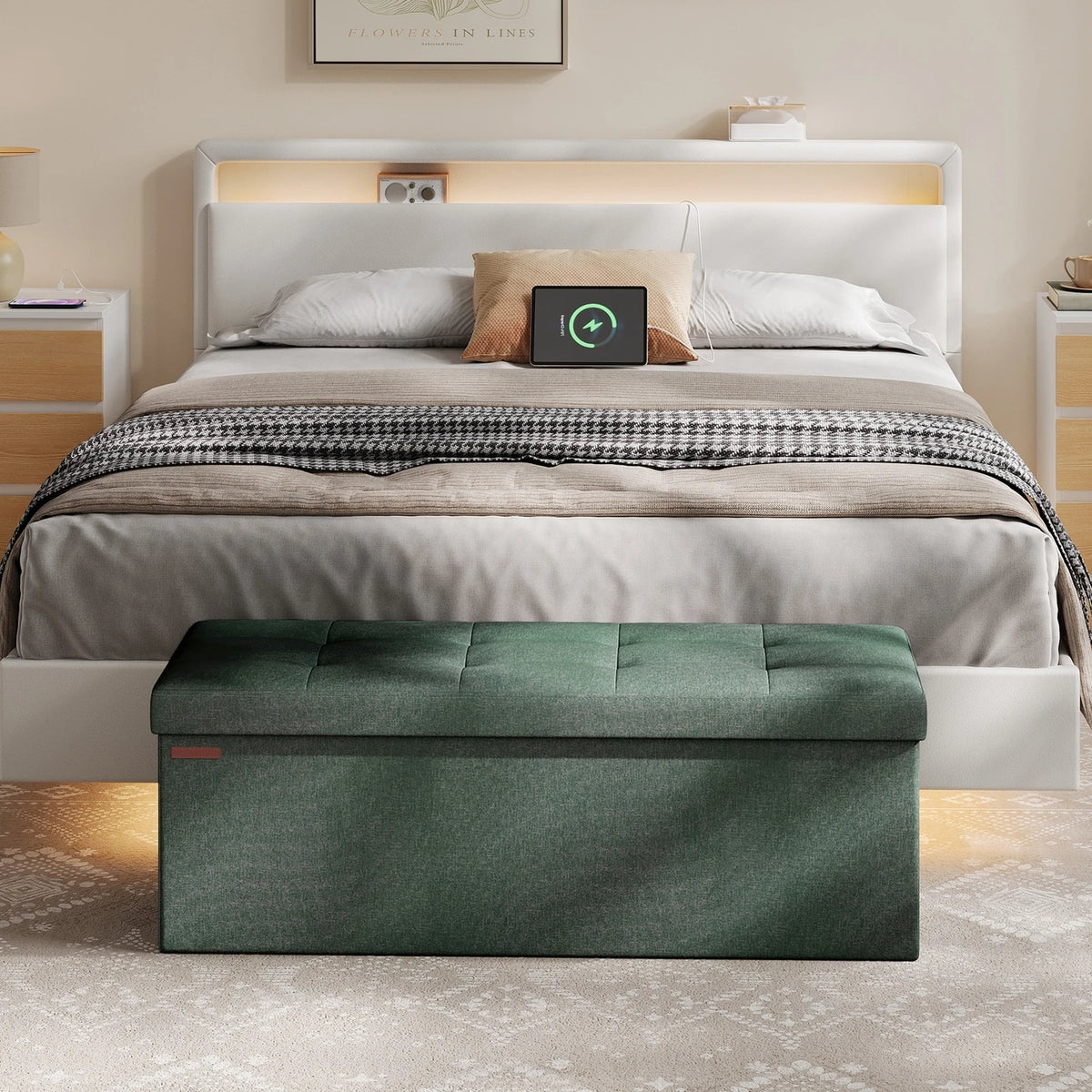 Joyfurnos Coffre de rangement avec assise - Pouf - 38 x 110 x 38 cm