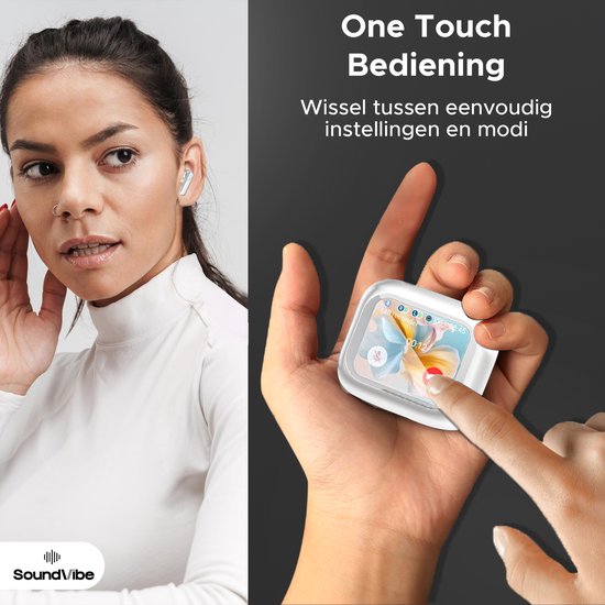 SoundVibe® - Earbuds Wireless With Noice Cancelling - White - Bluetooth Earbuds - Noice Cancelling Headphones - LX-10 Earpods with Screen - Works With Apple And Android - Earpods USB C - Wireless Earphons - Earphones Wireless