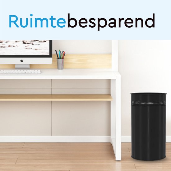 BRASQ Trashcan Metal Office/Home Use - Poubelle - Corbeille à papier - Rond - Poubelles - Noir 21 litres