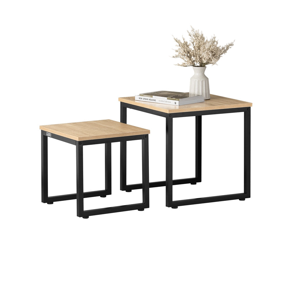 SoBuy Tables d'appoint - Lot de 2 tables basses - Max. 20KG - 50 x 50 x 50 cm - Couleur bois