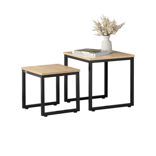 SoBuy Tables d'appoint - Lot de 2 tables basses - Max. 20KG - 50 x 50 x 50 cm - Couleur bois