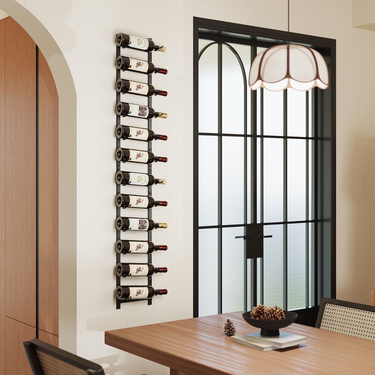 Coast : casier à vin mural pour 12 bouteilles - Porte-bouteilles en métal - 22 x 13,5 x 145 cm - Noir
