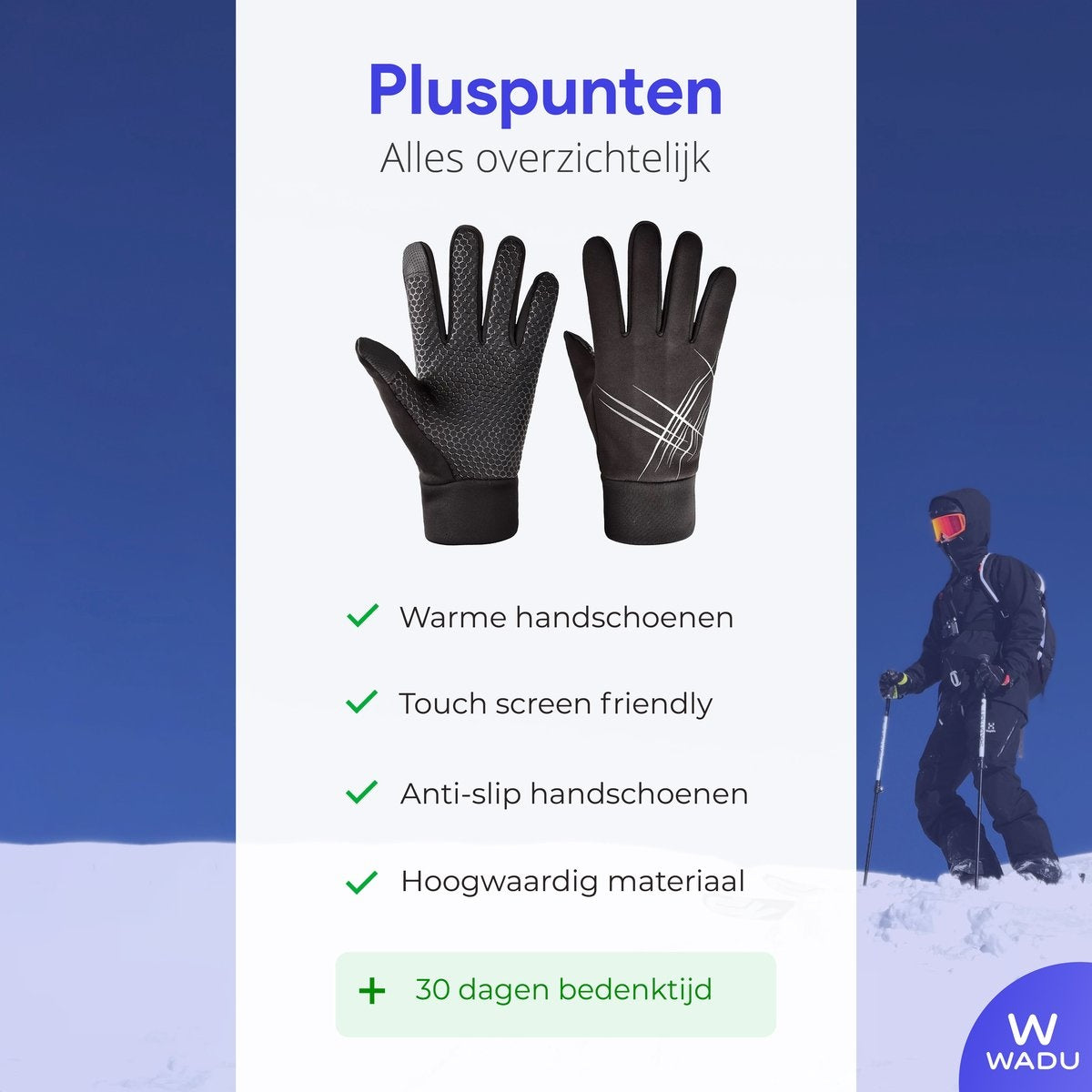 Gants pour hommes et femmes - Convient aux appareils à écran tactile - Déperlant - Gants de ski