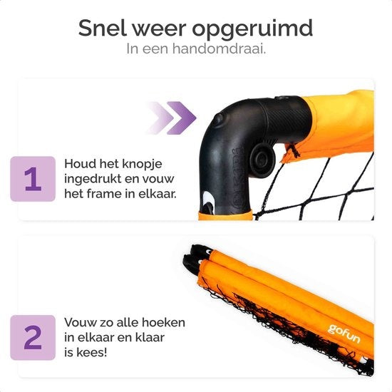 Gofun But de football set de 2 - Buts de football - Buts de football - Buts de football pour enfants - Pliable - 90 x 60 x 60 cm - Noir/Orange