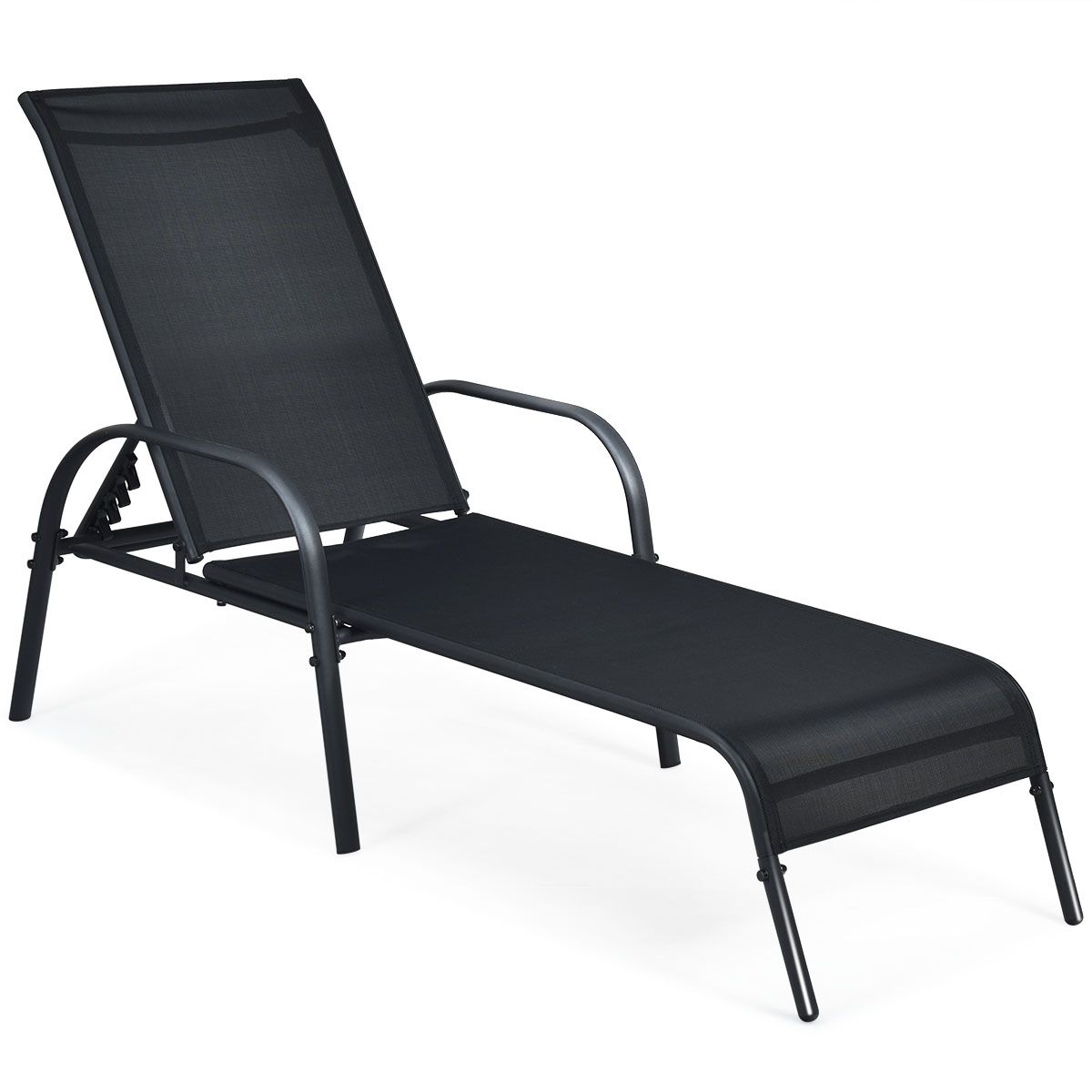 Chaise longue réglable Coast - jusqu'à 160 kg - 5 supports - 192 x 66 x 61 cm - noir