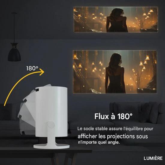 Lumina Mini Pro Beamer - Home cinema - Projecteur - Android 11.0 - WiFi 6 & Bluetooth 5.2 - Qualité d'image 4k - Ecran de projection - Blanc