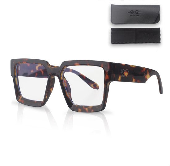 LC Eyewear Lunettes d'ordinateur - Lunettes à lumière bleue sans force - Lunettes à lumière bleue - Lunettes d'affichage - Unisexe - Léopard