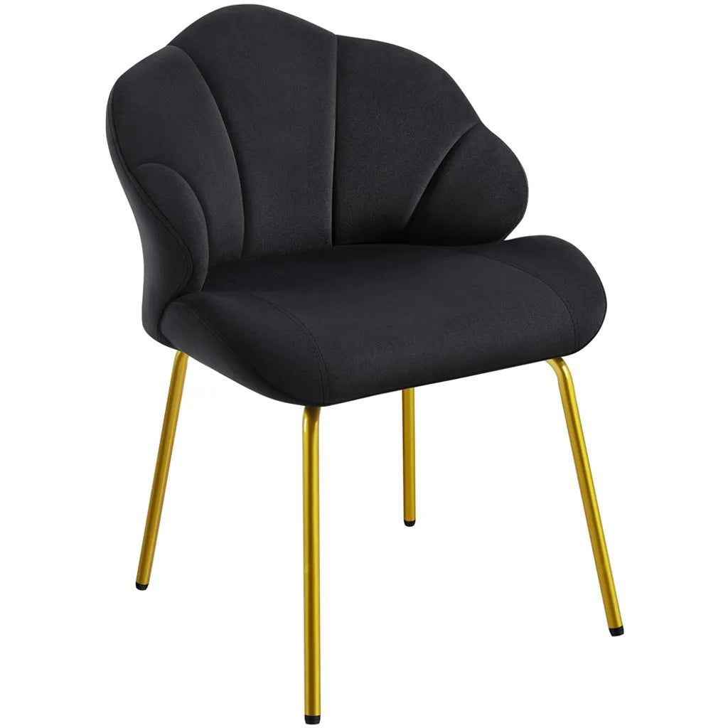 Chaise de salle à manger Yaheetech 56 x 57 x 78 cm - Forme en coquillage - Velours - Noir