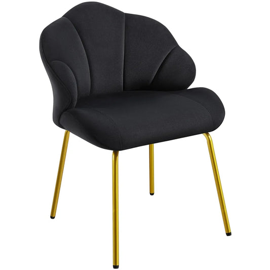 Chaise de salle à manger Yaheetech 56 x 57 x 78 cm - Forme en coquillage - Velours - Noir