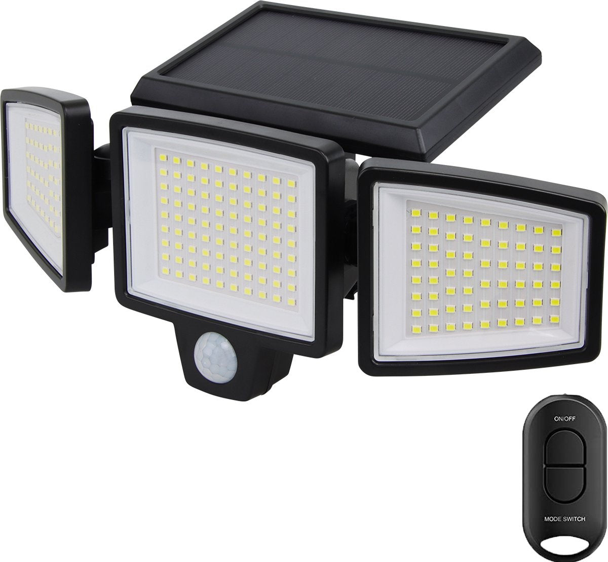 Auronic Lampe solaire d'extérieur avec détecteur de mouvement - Applique murale avec détecteur - Solaire - 210 LED - IP65 - Noir