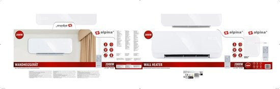 Chauffage et Ventilateur Électrique - Alpina - 2000W – Fixation Murale – Avec Télécommande – Blanc