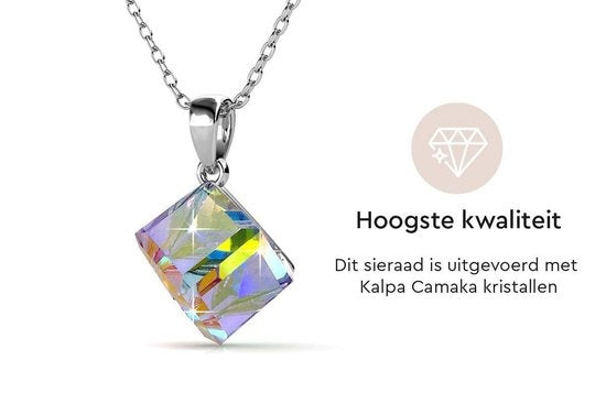 Yolora Collier pour dames avec pendentif et cristal Kalpa Camaka - couleur argent - plaqué or blanc 18 carats - emballage cadeau
