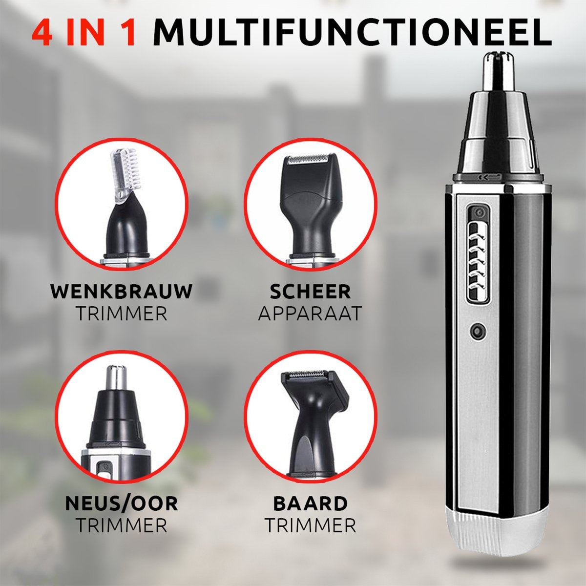 AyeWay 4 in 1 Trimmer - Draadloos - Neustrimmer - Baardtrimmer - Mannen & Vrouwen