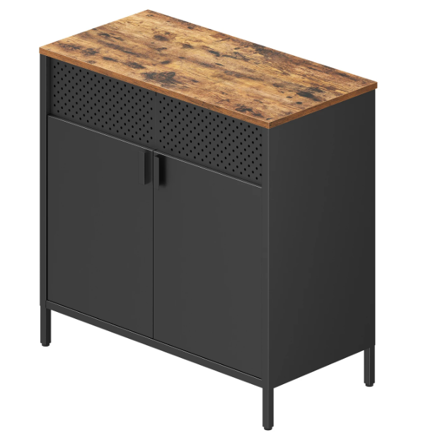 Joyfurnos : meuble de rangement noir avec porte et étagère réglable - 80 x 40 x 76 cm