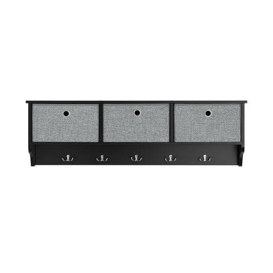 SoBuy Porte-manteaux avec support de rangement - 3 paniers 5 crochets - Noir