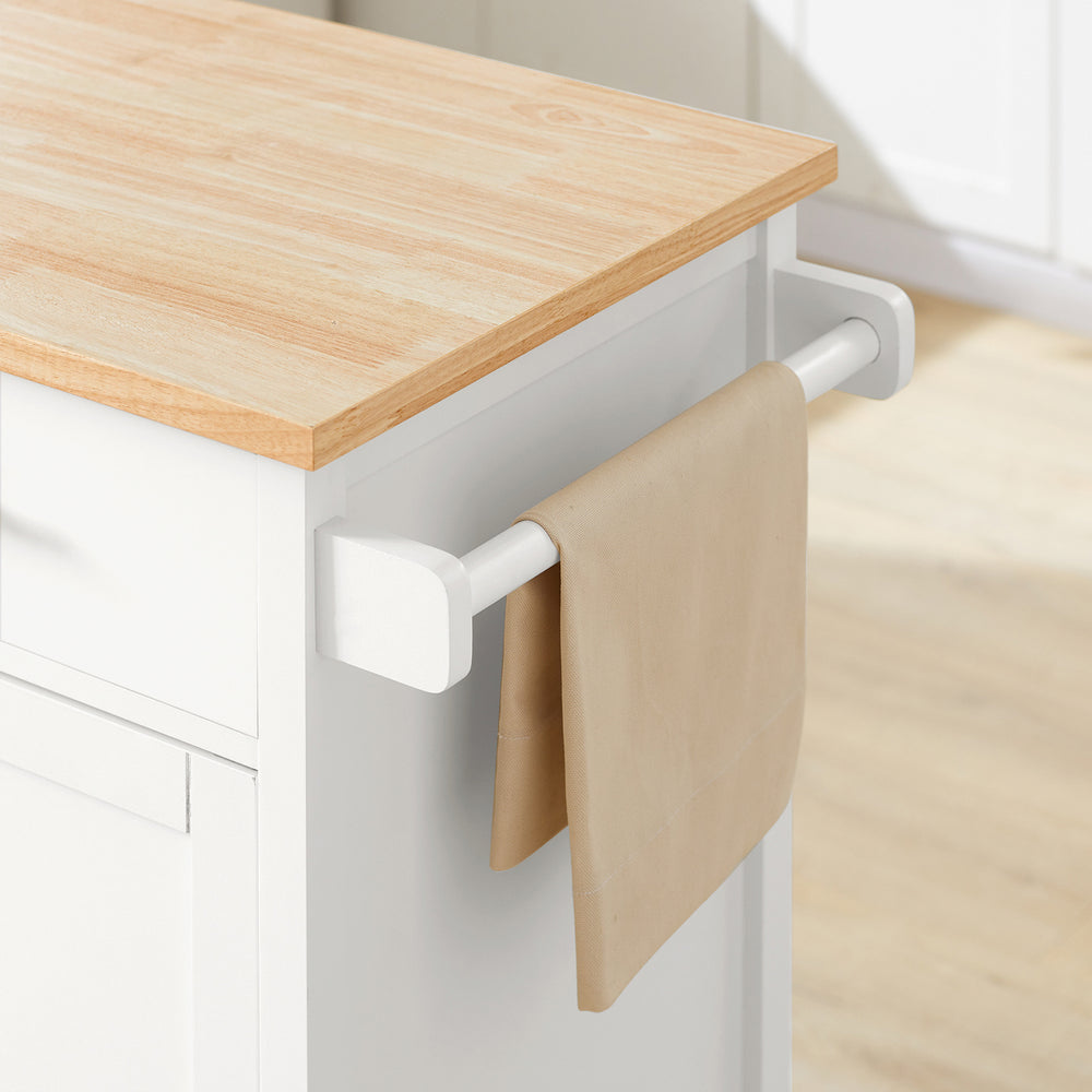 Chariot de Rangement - SoBuy - Chariot de cuisine - Plan de travail inclus - Avec porte et tiroir - Max. 45KG - 68 x 46 x 90 cm - Blanc