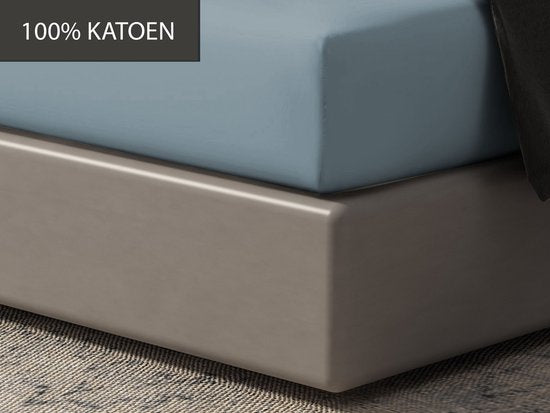 Drap-housse DoubleDry 100 % coton naturel - Double 180 x 200 cm - Doux et respirant - Élastique sur tout le pourtour - Bleu clair