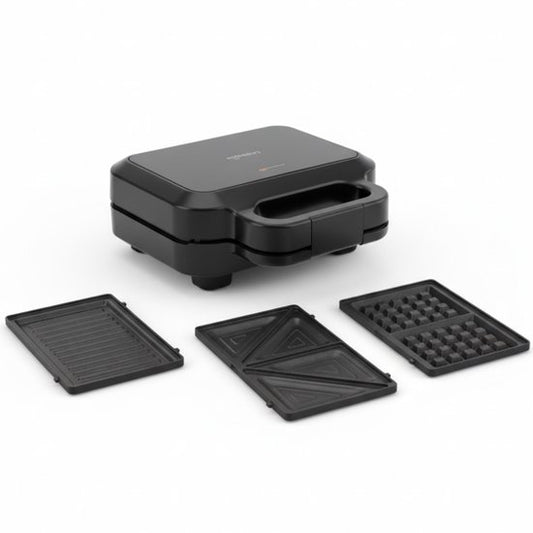 Safecourt Kitchen toaster - Grille-pain 3-en-1, gaufrier et gril de contact - Plaques amovibles sans PFAS et lavables au lave-vaisselle - compact - chaud rapide - gril de contact