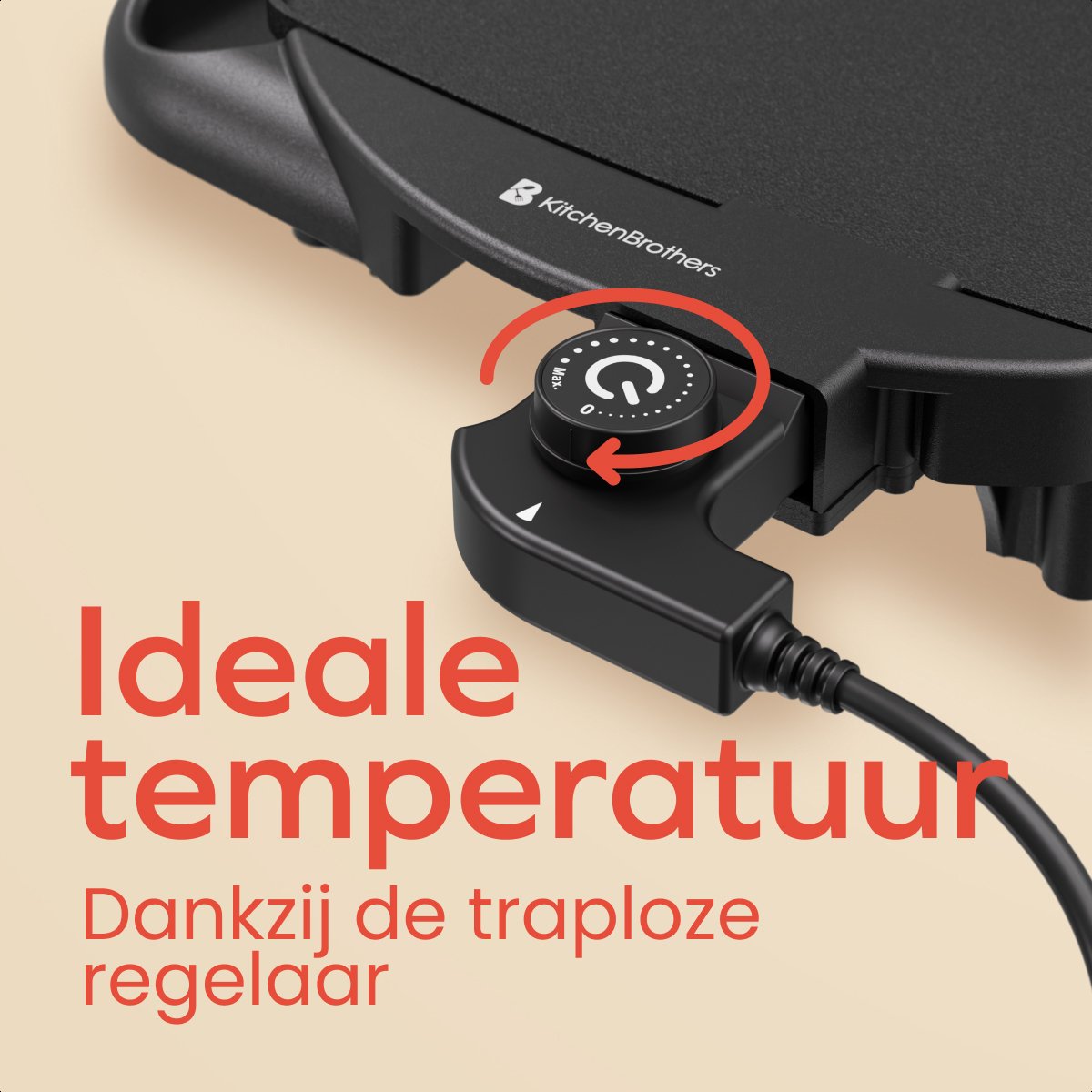 KitchenBrothers Plaque de gril électrique XL - 2000W - Gril Teppanyaki - Grillades en toute sécurité - Noir