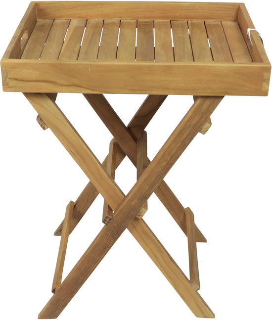 Table d'appoint pliable AXI Inda Teak – Avec plateau amovible – 39 x 29 x 50 cm – Bois de teck – Légère – Pliable – Pour le jardin, la terrasse et le balcon