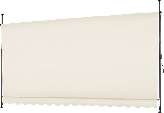 tectake - store à pinces - parasol - réglable - store à pinces - parasol balcon - 400 x 180 cm - beige - parasol