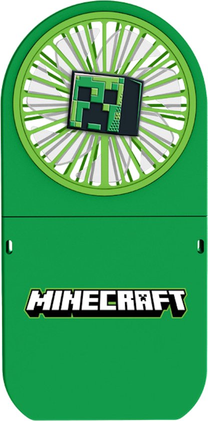 Minecraft - ventilateur - pliable - deux vitesses - rechargeable via USB-C - 4 heures d'autonomie - silencieux