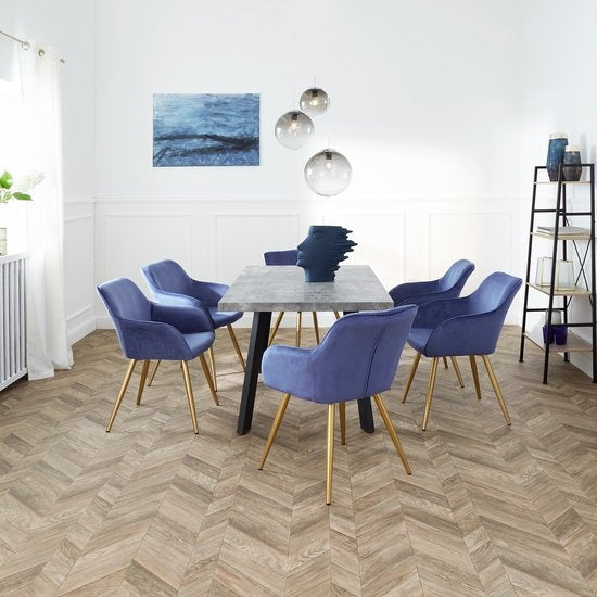 tectake® - Stoel - eetkamerstoel - Marilyn fluweellook zwart/crème - 403662