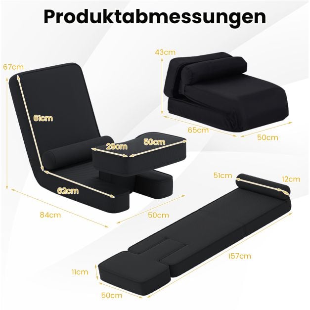 Chaise pliante Coast – 5 positions de réglage – 84 x 50 x 67 cm – Noir