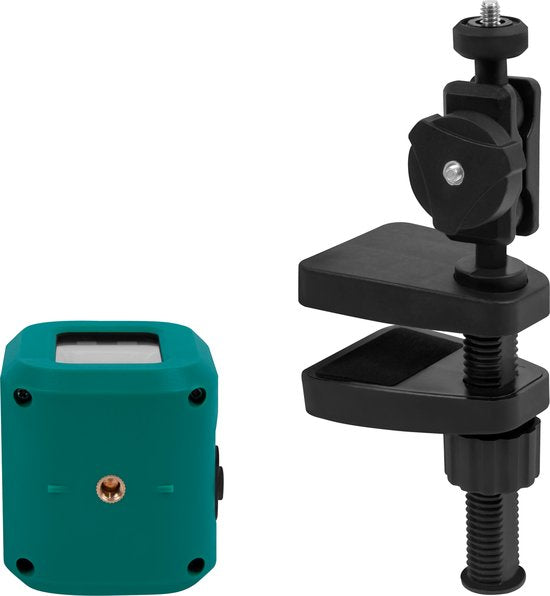 VONROC cross line laser- Vert - Batterie 4V- 1800mah - Nivellement automatique - Portée de 18 mètres - Support de montage, câble USB-C et sac de rangement inclus.