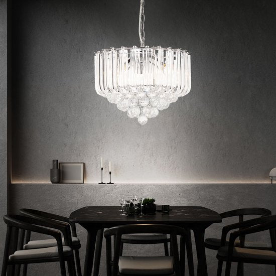 Lustre Globo Minnesota LED - Chrome avec décor en acrylique transparent et cristaux en acrylique