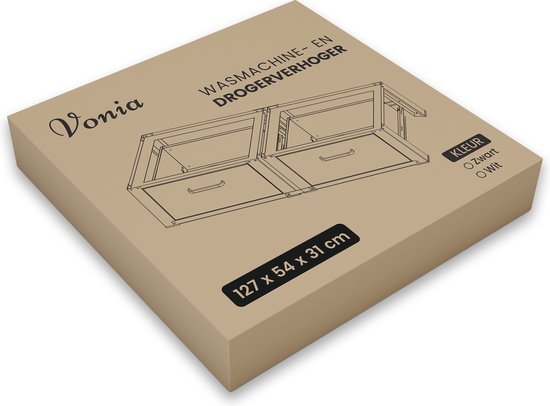 Vonia Machine à laver relevable - Double - Machine à laver et sèche-linge relevable - Machine à laver relevable avec tiroir - Armoire pour machine à laver - Conversion de machine à laver - Blanc