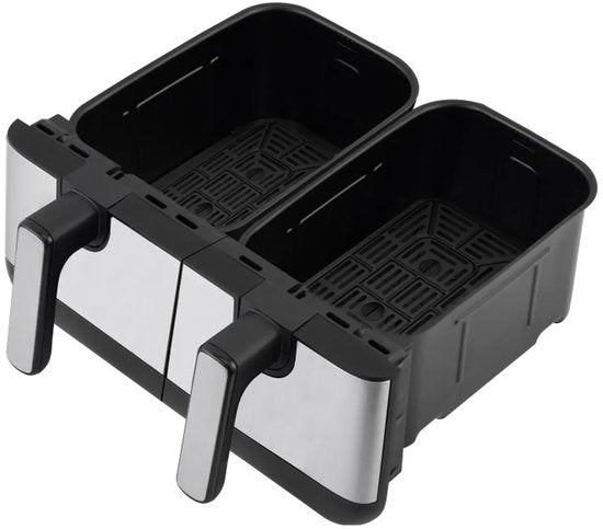 Friteuse à air chaud Bear Double – Friteuse à air chaud 9 L avec 2 paniers – 2 400 W – Réglage indépendant de la température et 8 programmes – Écran numérique – QZG-F24F1