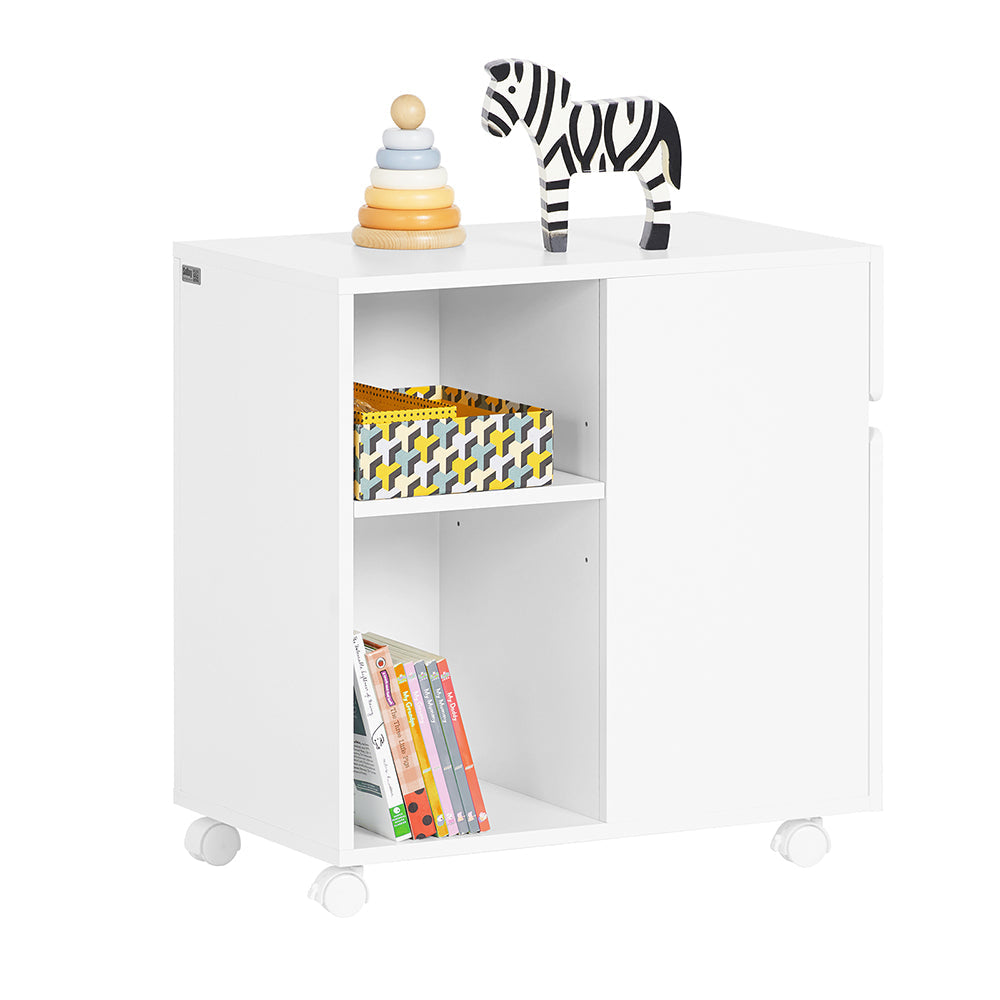 SoBuy ASK05-W Table à imprimante mobile et base de bureau avec 2 tiroirs, 58x35x59 cm, blanc