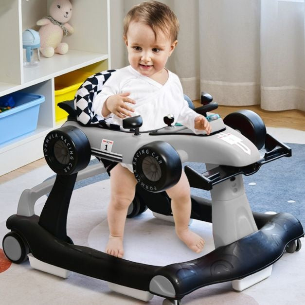Poussette 4-en-1 avec hauteur et vitesse réglables Chariot pour bébé avec patins antidérapants Poussette pliable Noir/jaune/bleu/gris/blanc/rouge