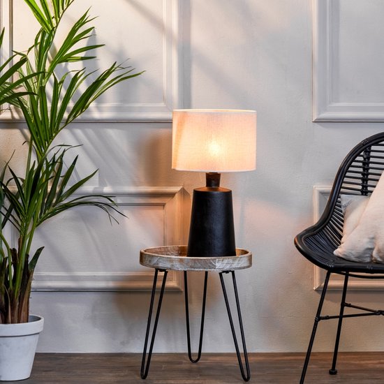 Light & Living Abat-jour Breska - 35 x 30 x 35 (L x H x P) - Tissu - Couleur sable