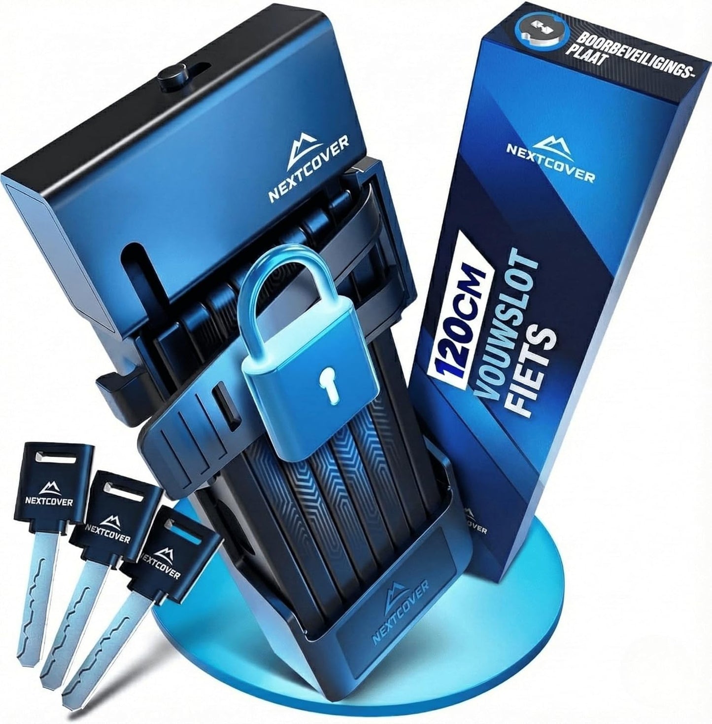 NEXTCOVER® Cadenas pliant pour vélo FoldOne avec code de combinaison FoldBasic 120 cm I Cadenas à chiffres avec technologie SteelSecure I Cadenas pour vélo cadenas pliant haute sécurité incl. support