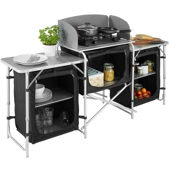 Tectake - cuisine de camping dim. 172 x 52 x 104cm noir - 403344
