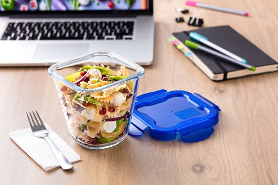 Bol carré Cook & Go avec couvercle - Lot de 3 pièces - Bleu - Pyrex