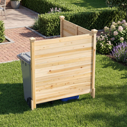 Clôture de jardin Coast en 2 parties - sans creusage - poteaux en bois robustes - couleur naturelle - 1 pièce