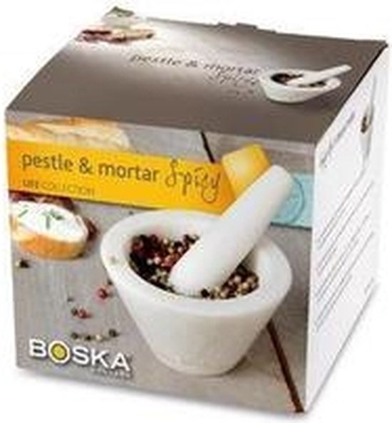 Mortier Boska Spicy - pour épices - Marbre - Blanc - ⌀ 10 cm