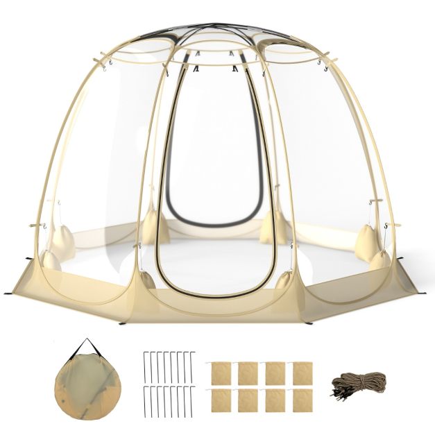 coast 630° transparent tente à bulles 265 x 265 x 190 cm pour 5-6 personnes, beige
